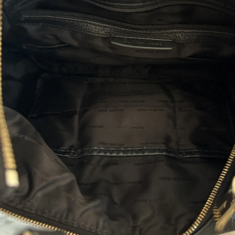 Michael Kors Black Pebbled Leather Lydia‎ Hobo Bag Soft Supple Leather Classic